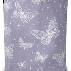 Groovy Butterfly Laundry Basket,Purple Oxford Cloth Laundry Hamper With Handle Foldable Portable Clothes Storage Basket Storage Bag For Laundry Room/Bathroom/Bedroom/Dormitories