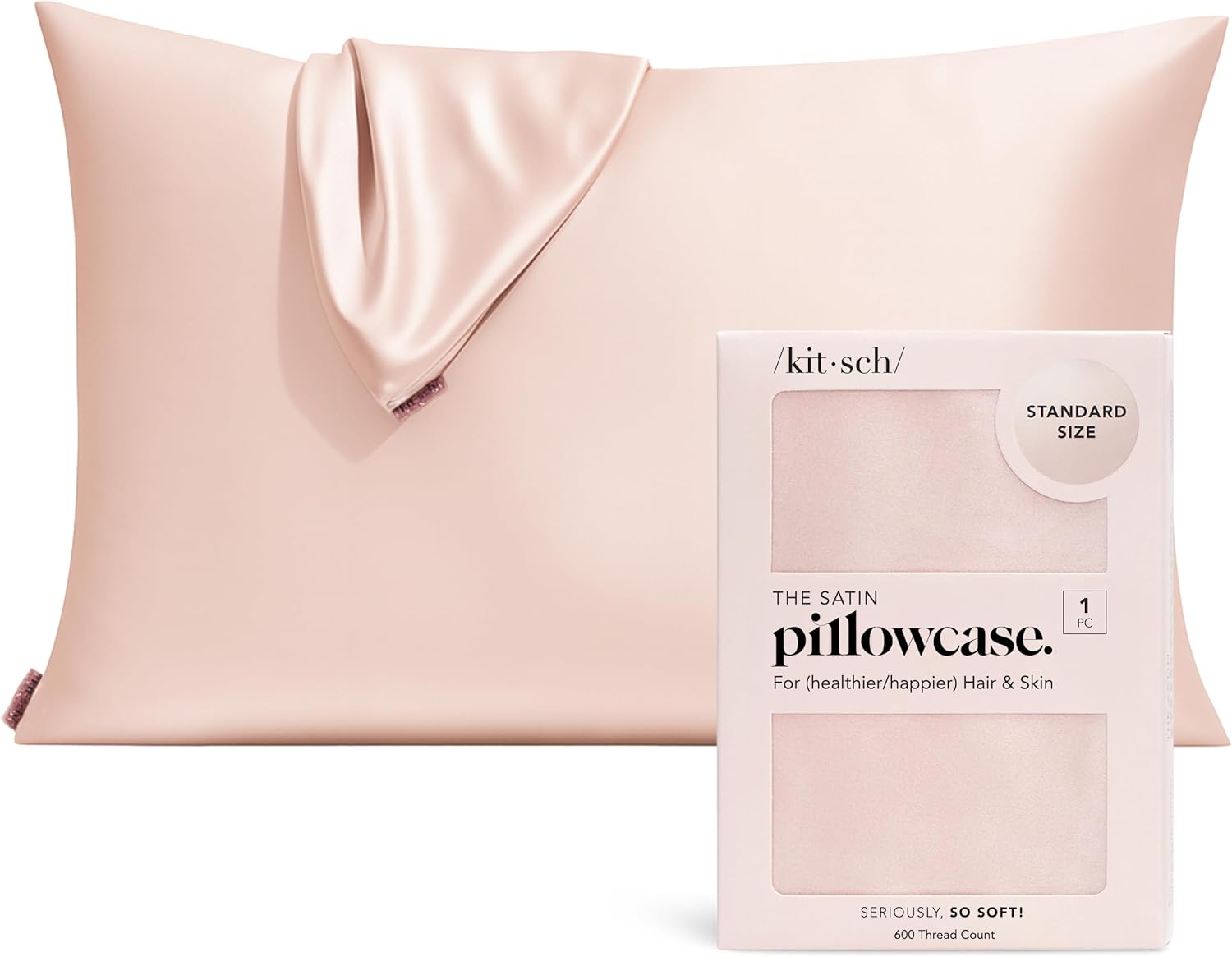 Kitsch Satin Pillowcase with Zipper for Hair & Skin - Softer Than Silk Pillow Cases, Smooth Cooling Satin Pillow Case, Wrinkle-Free, Machine Washable, Pillow Cases Standard Size 19x26 - Lavender Dormly
