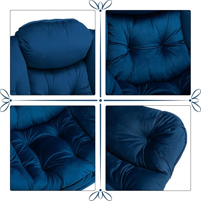 HollyHOME Lazy Chair with Armrest and Side Pocket, Comfy Accent Lounge Chair,Leisure Sofa Armchair for Living Room, Bedroom, Dorm, or Small Spaces, Oversized Reading Sofa Chair,Velvet Royal Blue