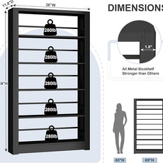 Metal Bookshelf, 5 Tier Bookshelf with Adjustable Shelves, Black Bookcase, Heavy Duty 69” Tall Bookcase, Large Book Case Book Shelf for Bedroom, Living Room, Office, Library