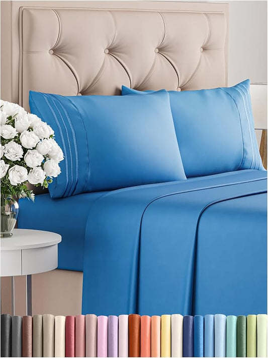Full Size 4 Piece Sheet Set - Comfy Breathable & Cooling Bed Sheets Set - Hotel Luxury Bedding for Women, Men, Kids, Teens, Boys & Girls - Deep Pockets, Soft and Wrinkle Free - Oeko-Tex - Royal Blue