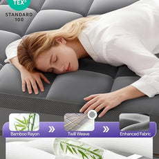 Dual Layer 5 Inch Memory Foam Mattress Topper Queen - 3 Inch Pillow Top Mattress Pad and 2 Inch Gel Memory Foam, 7-Zone Egg Crate Queen Size Mattress Topper (Gray)