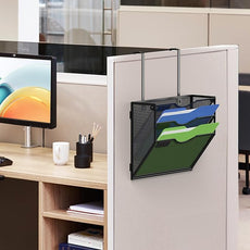 Kuntine.B Wall File Organizer (Black, 3 Tier & Hangers)