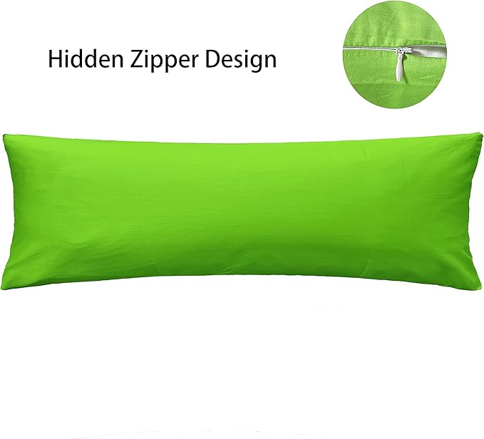 iMaylex Soft 100% Egyptian Cotton Zipper Pillow Case, Cozy and Lightweight Pillowcase, Easy Care, Green, Body, 20" x 54"