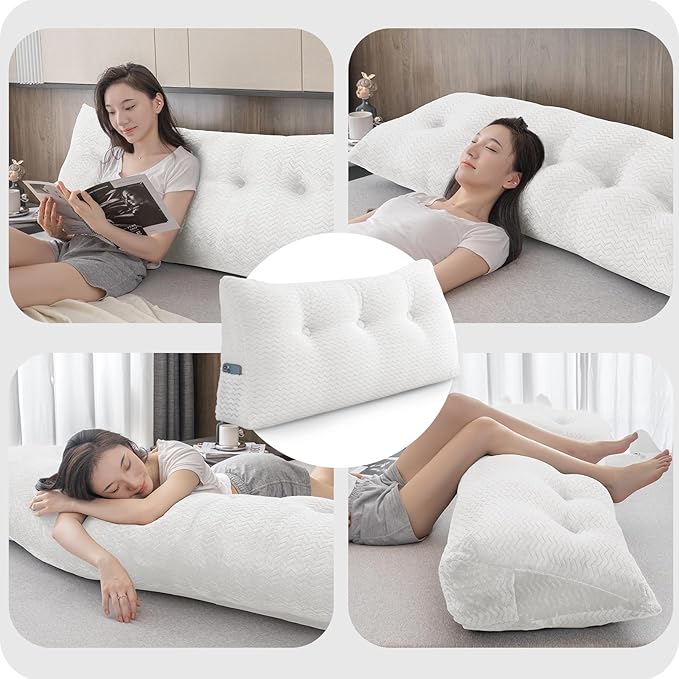Large Bolster Triangular Headboard Wedge Backrest Positioning Support Bed Rest Reading Pillows Headboard Wedge Pillows for Day Bed with Removable Cover