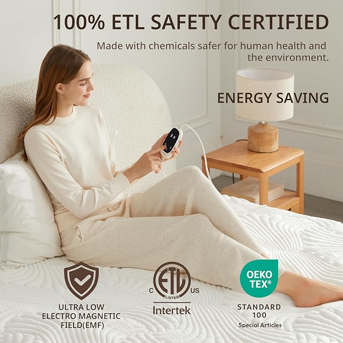 Heated Mattress Pad King, Electric Mattress Pad Bed Warmer with 9 Heat Settings, Memory Function, 1-12 Hours Auto Off, Deep Pocket, Machine Washable, 78"x 80"
