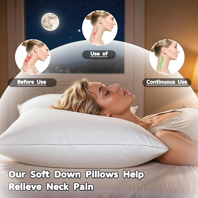 Canadian Goose Down Pillows Standard Size 80% Goose Down and 20% Goose Feathers,1440+ Fill Power White Down Pillow with 800 Thread Count Cotton Shell,Ultra Comfort Bed Pillows(White 20"x26" 1 Pack)