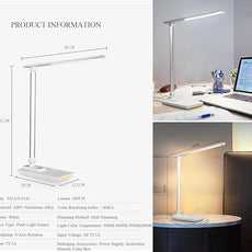 TECHNOVA LED Desk Lamp with 5 Color Temperatures | Sliding Stepless Dimming & One-Touch Timer | Foldable & Portable Design for Office/Study/Nail Art | USB Charging & Four-Axis Rotation for Small Desks
