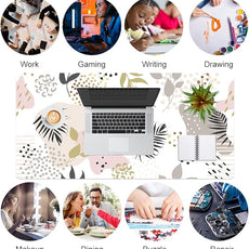 QIYI Large Mouse Pad, Exotic Pattern Desk Mat for Desktop, Women Girls Office Décor Desk Accessories, PU Leather Waterproof Gaming Mousepad, Tropical Plants Gold Desk Pad Computer Mat, 31.5