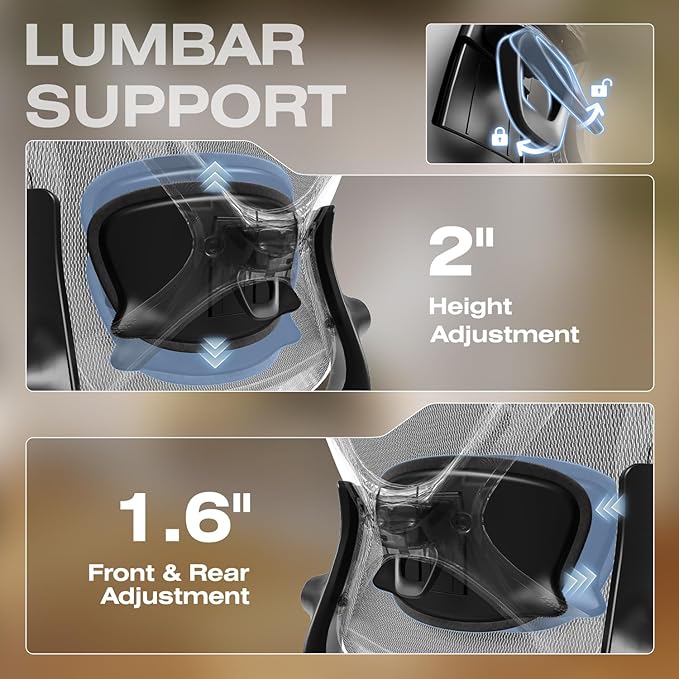 ELABEST X100 Ergonomic Mesh Office Chair with Footrest, Big and Tall Hone Desk Chair with 5D Flip-Up Arms, Adjustable 3D Lumbar Support,Gaming & Executive Computer Chairs for Long Hours(Midnight Mist)