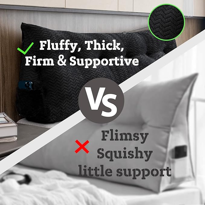 Large Bolster Triangular Headboard Wedge Backrest Positioning Support Bed Rest Reading Pillows Headboard Wedge Pillows for Day Bed with Removable Cover