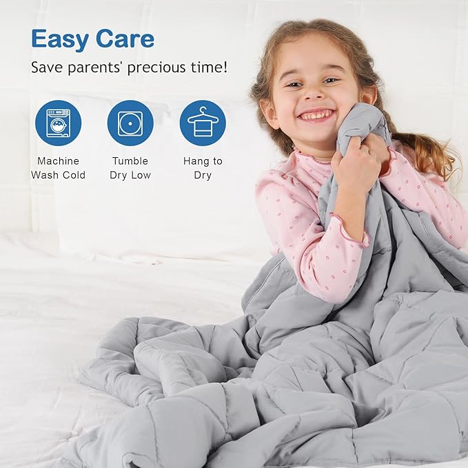 Kivik Weighted Blanket 7 lbs, 41" x 60" Grey Weighted Blankets for Small Single/Twin Size Bed, All-Season Breathable Soft Heavy Blanket for Travel, Calming & Sleep, Washable