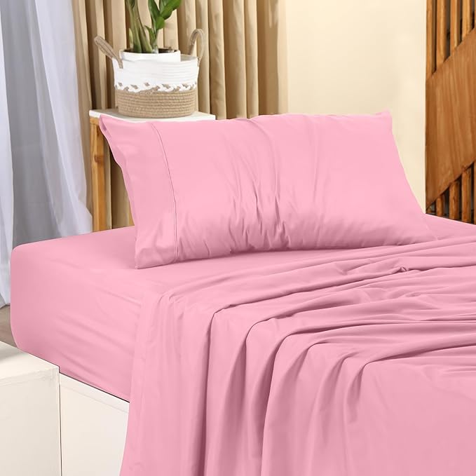 Utopia Bedding Twin Bed Sheets Set - 3 Piece Bedding - Brushed Microfiber - Shrinkage and Fade Resistant - Easy Care (Crystal Pink)