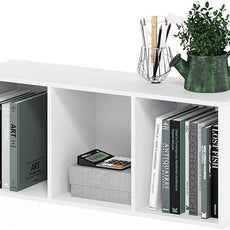 Furinno LUDER Book Shelf, 3-Cube Bookshelf, Bookcase with Open Shelves, 9.3 x 12 x 31.5, for Living Room, Bedroom, Home Office, White