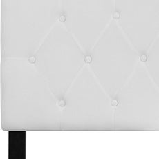 EMMA + OLIVER Tufted Upholstered King Size Headboard in White Fabric