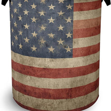 Vintage Flag Laundry Basket,Oxford Cloth Laundry Hamper with Handle Foldable Portable Clothes Storage Basket for Bathroom Bedroom Dorm Room 16