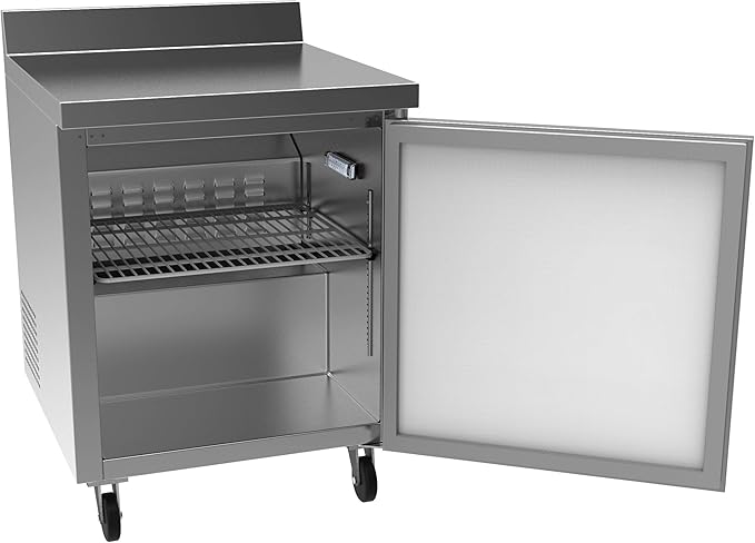 KoolMore 27" Stainless Steel Worktop Commercial Refrigerator with 3 1/2 Backsplash - 6.3 cu.ft, RWT-1D-6C