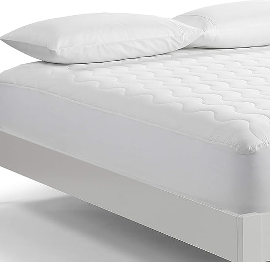 Serta Air Dry Basic Comfort Performance Fabric Quilted Mattress Pad, Cooling and Breathable Mattress Cover, Moisture Wicking Protection with 15" Deep Pocket, Twin, White
