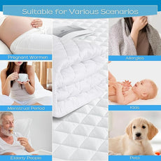 GRT Waterproof Sofa Bed Mattress Pad - 100% Waterproof Queen Sleeper Sofa Mattress Protector Quilted, Machine Washable Breathable Noiseless Sofa Mattress Topper Cover, Queen 60x72, White