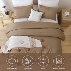ROSGONIA King Size Comforter Set Dark Khaki, 3pcs King Comforter Set(1 Khaki Comforter & 2 Pillowcases) All Season Lightweight Bedspread Blanket Quilt