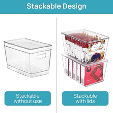Vtopmart 8 Pack Clear Stackable Storage Bins with Lids, Large Plastic Containers with Handle for Pantry Organization and Storage,Perfect for Kitchen, Fridge, Cabinet, Bathroom Organizer
