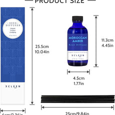 Reed Oil Diffuser Set, Fragrance Diffuser - Floral Notes, Vanilla, Cinnamon & Amber, Includes 6 Rattan Scented Sticks Diffuser Reeds, Home & Office Decor, 110ml/3.7oz