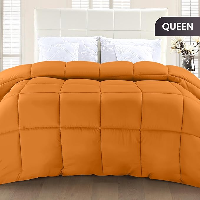 Utopia Bedding Comforter Duvet Insert, Quilted Comforter with Corner Tabs, Box Stitched Down Alternative Comforters Queen Size (Burnt Orange)
