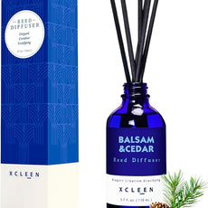 Reed Diffusers for Home, Balsam & Cedar Diffuser with Sticks, 3.7 Oz Scented Fragrance Oil Diffuser for Bedroom, Bathroom Decor