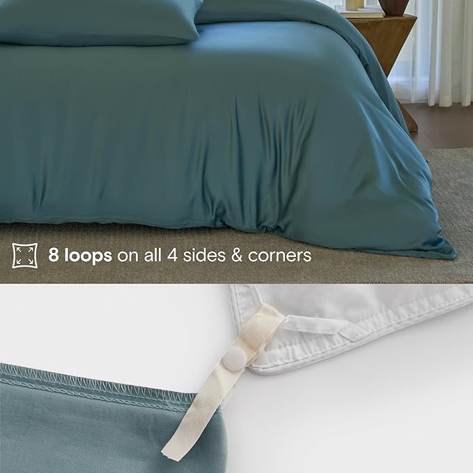 DOZ Duvet Cover Set, 100% Viscose derived from Bamboo, Organically Grown, Buttery Soft, Cooling Duvet Covers, High GSM, 1 Duvet Cover and 2 Pillowcases, 90"x90" (Teal, Full/Queen)