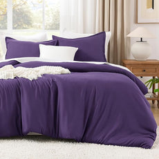 Litanika Comforter Set, Lightweight Solid Bedding Comforter Set, Fluffy Down Alternative Bed Set, Purple, Queen
