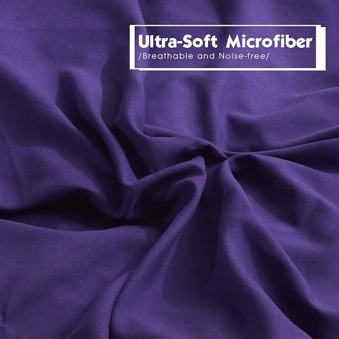 HIG 3pc Down Alternative Comforter Set - All Season Reversible Comforter with Two Shams - Quilted Duvet Insert with Corner Tabs - Box Stitched - Super Soft, Fluffy (Full/Queen, Purple)