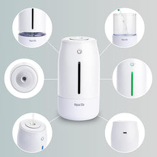 Aqua Glo Personal, Portable Humidifiers for Bedroom – Ultrasonic Cool Mist Humidifier with Built In Rechargeable Battery. Air Humidifier for Baby, Plants, Home, Office, Travel. White