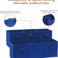 Amazon Basics Cube Organizer Storage Bins Handles, Collapsible Fabric, Pack of 6, 10.5
