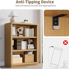 Rresyet 3 -Tier Bookcase and Book Shelf, 31” Wide Bookshelves, Wooden Bookcase Display Storage for Home Office, Living Room and Study Room (Wood)