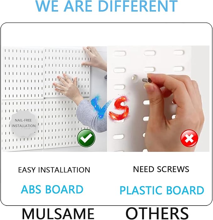 Pegboard Combination Kit, Wall Mounted Storage Set with 8 Pegboards & 28 Accessories Hanging, Peg Boards Organizer for Walls Display, Crafts Organization, Kitchen Organizer, 22" x 44" White