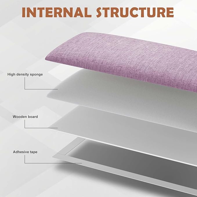 IFNOW Upholstered Wall Mounted Headboard, 3D Soundproof Wall Panels Peel and Stick for Queen Size, Reusable and Removable Tufted Bed Headboard in Violet (9 Panels, 10" x 24")