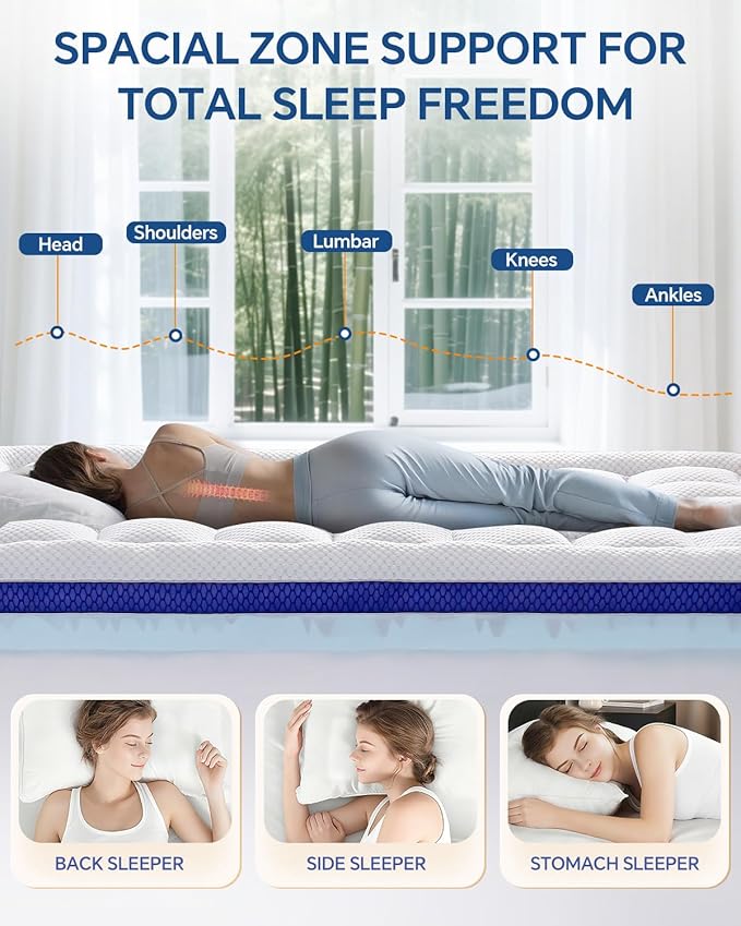 BEDELITE Full Mattress Topper Dual Layer 4 Inch Memory Foam Mattress Topper, 2 Inch Pilow Top Mattress Pad and 2 Inch Premium Gel Foam Mattress, with Stretchable Pockets Up to 6"-24"