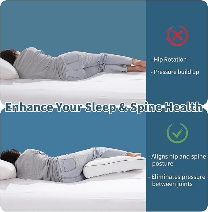 HOMBYS Shredded Memory Foam Knee Pillow for Side Sleepers, 5.5" Height Pillow Between Legs for Aligns Spine & Relieves Pressure Hip & Leg Elevation, Supportive Pillow for Pregnancy, Sciatic,White
