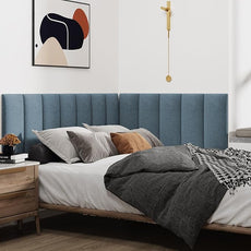 IFNOW Upholstered Wall Mounted Peel and Stick King Size Headboard, Soundproof 3D Wall Panels, Reusable and Removable Tufted Bed Headboard in Dusty Blue (12 Panels, 10
