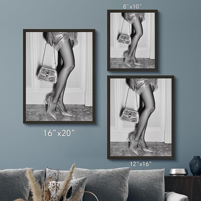 Luxury Lady Posters Canvas Art Wall Decor Trendy Black And White Wall Art Retro Girl Room Prints Beautiful Chic Woman Picture For Bedroom Office Bathroom Wall Decor 8" × 10" With Framed