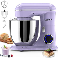 3-IN-1 Electric Stand Mixer, 6.5QT Bowl 660W 10-Speed Kitchen Mixer, Household Food Mixers include Dough Hook, Beater and Whisk, Bread Cake Mixer for Baking and Most Home Cooks, Purple