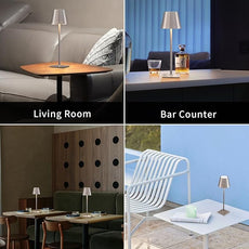 KDG 2 Pack Cordless Table Lamp,Portable LED Desk Lamp, 4000mAh Battery Operated, 3 Color Stepless Dimming Up, for Restaurant/Bedroom/Bars/Outdoor Party/Camping/Coffee Shop Night Light(Brushed Nickel)