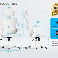 TRALT Office Chair - Ergonomic Office Chair with Back Support, Computer Chair - Home Office Desk Chairs, 330lbs Wide Seat Big and Tall Office Chairs with Headrest, Comfy Desk Chairs (White)