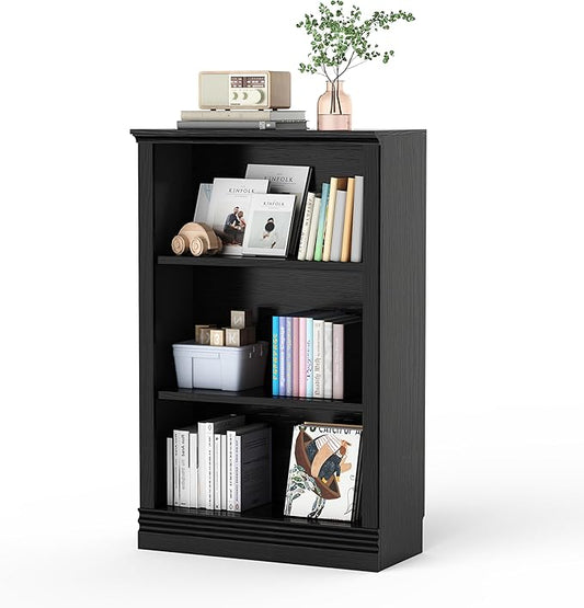 3-Shelf Bookcase, 47" Tall Floor Standing Bookshelf with Adjustable Shelves, Storage & Display Shelf for Living Room, Bedroom, Home Office – Black, 31.5" Wide