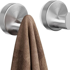 TAILI Stylish 304 Stainless Steel Bathroom Suction Hooks for Towel, Bathrobe, Loofah, No Damage Hanging Glass Shower Wall Hook, Patented Strong Suction Cup Holder, Hold Up to 11 Lbs, I-Cylinder Silver