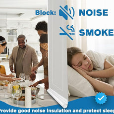 MAXTID Easy to Install 32 Inch Door Draft Stopper - White Foam and Polyester Door Seal