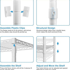Ulif M2 Wall Mounted Closet System, Clothes Rack Mounted onto the Wall with 4 Expandable Hanger Rods and 5 Metal Shelves, Clothing Organizer Storage in (70.8-102.3)