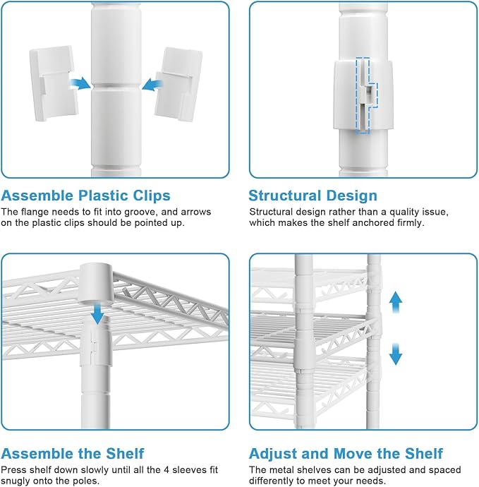 Ulif M2 Wall Mounted Closet System, Clothes Rack Mounted onto the Wall with 4 Expandable Hanger Rods and 5 Metal Shelves, Clothing Organizer Storage in (70.8-102.3)" L x 14.5" D x 71.2" H, White