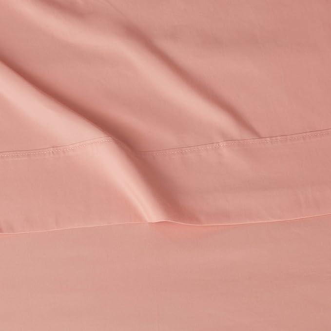 Amazon Basics Lightweight Super Soft Easy Care Microfiber 4-Piece Bed Sheet Set with 14-Inch Deep Pockets, Includes Comfortable Pillowcases, Queen, Peachy Coral, Solid AmazonBasics