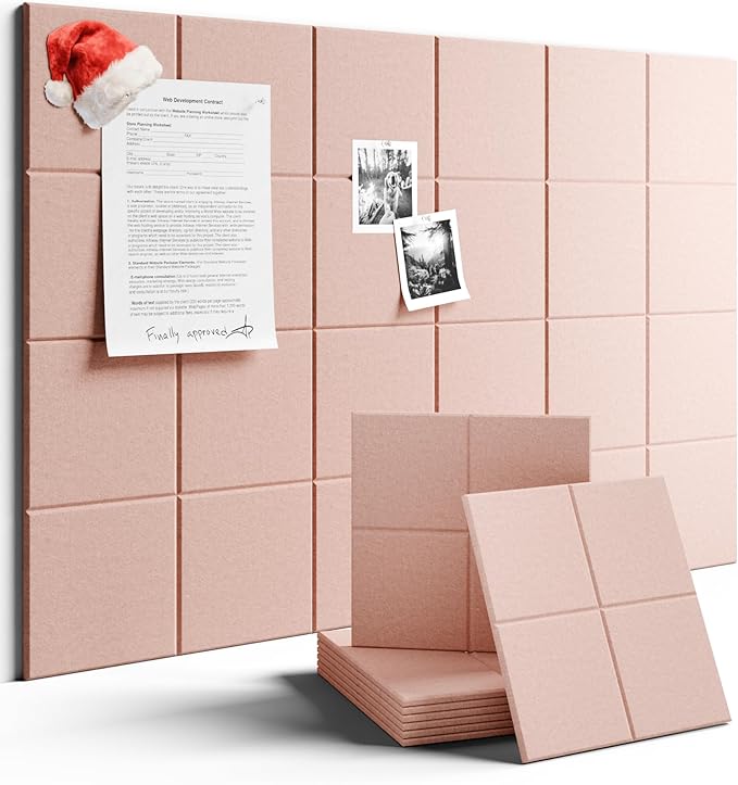 Large Felt Bulletin Board 36" x 24"Cork Board Alternative-6 Pack with 40 Safe Removable Adhesive Tabs, Cork Boards for Walls Cork Board for Home Office Classroom Pin Board-Coral